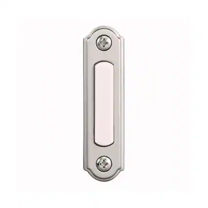 Front. HEATH ZENITH - Heath Zenith Satin Nickel Silver Metal Wired Pushbutton Doorbell.