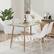 Left. Costway - Modern Glass Dining Table Rectangular Dining Room Table W/Metal Legs For Kitchen - Transparent, Natural.