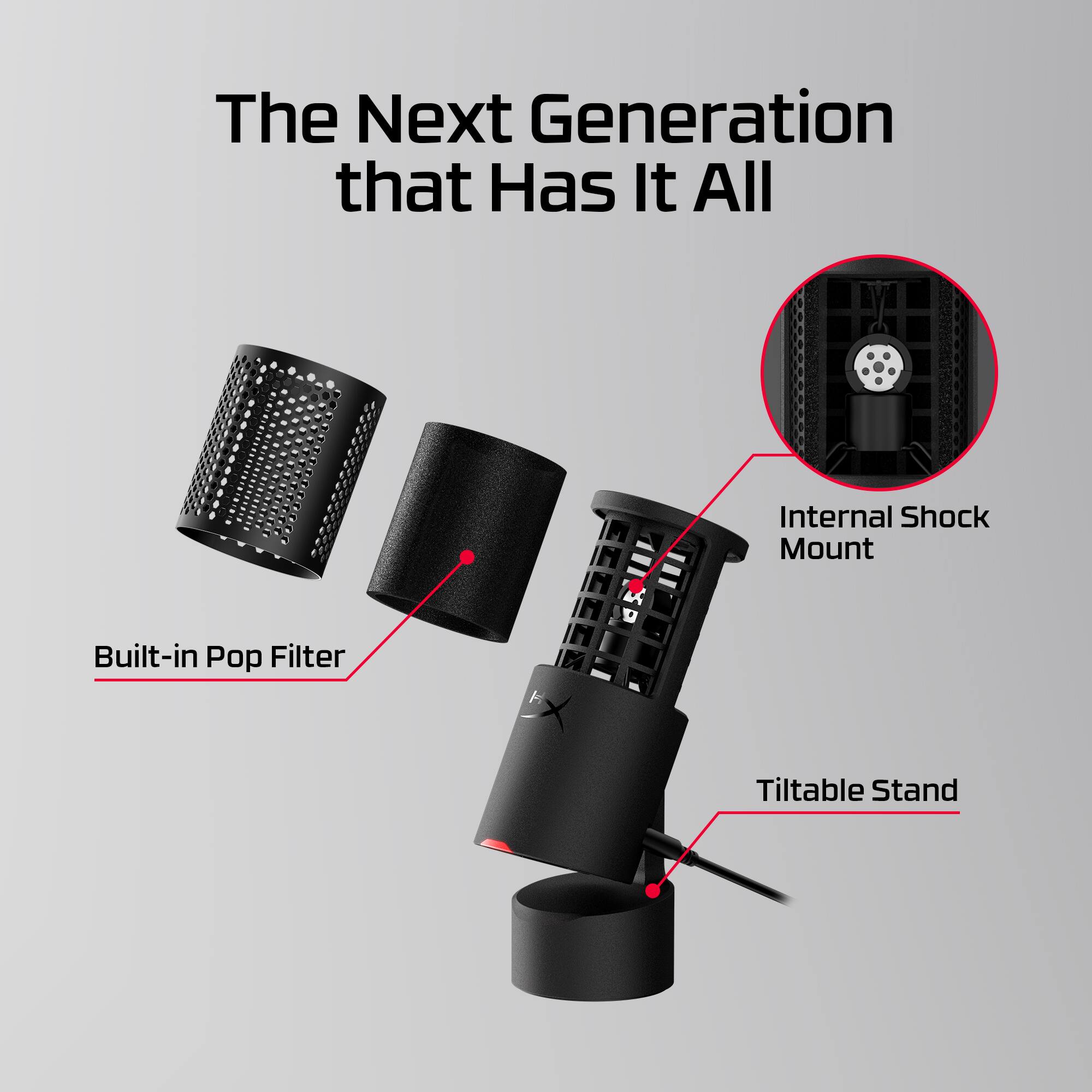 The Next Generation that Has It All

- Built-in Pop Filter
- Internal Shock Mount
- Tilttable Stand