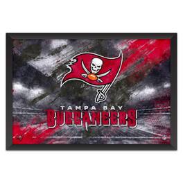 Sporticulture - Tampa Bay Buccaneers 14" x 20" Brush Stroke Logo Framed Art Print - Multicolor