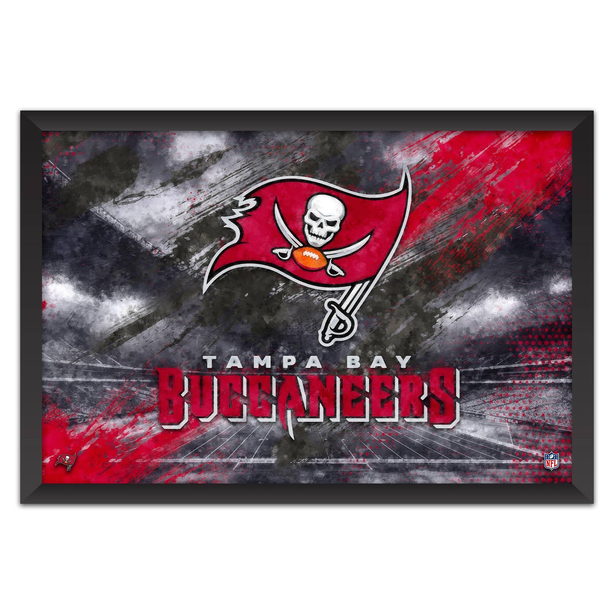 Tampa Bay Buccaneers 14" x 20" Brush Stroke Logo Framed Art Print