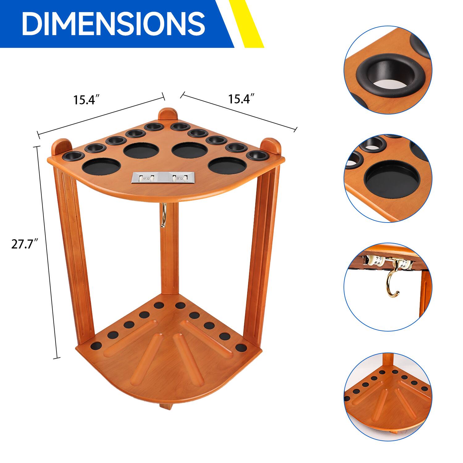 DIMENSIONS 15.4" 15.4" 27.7"