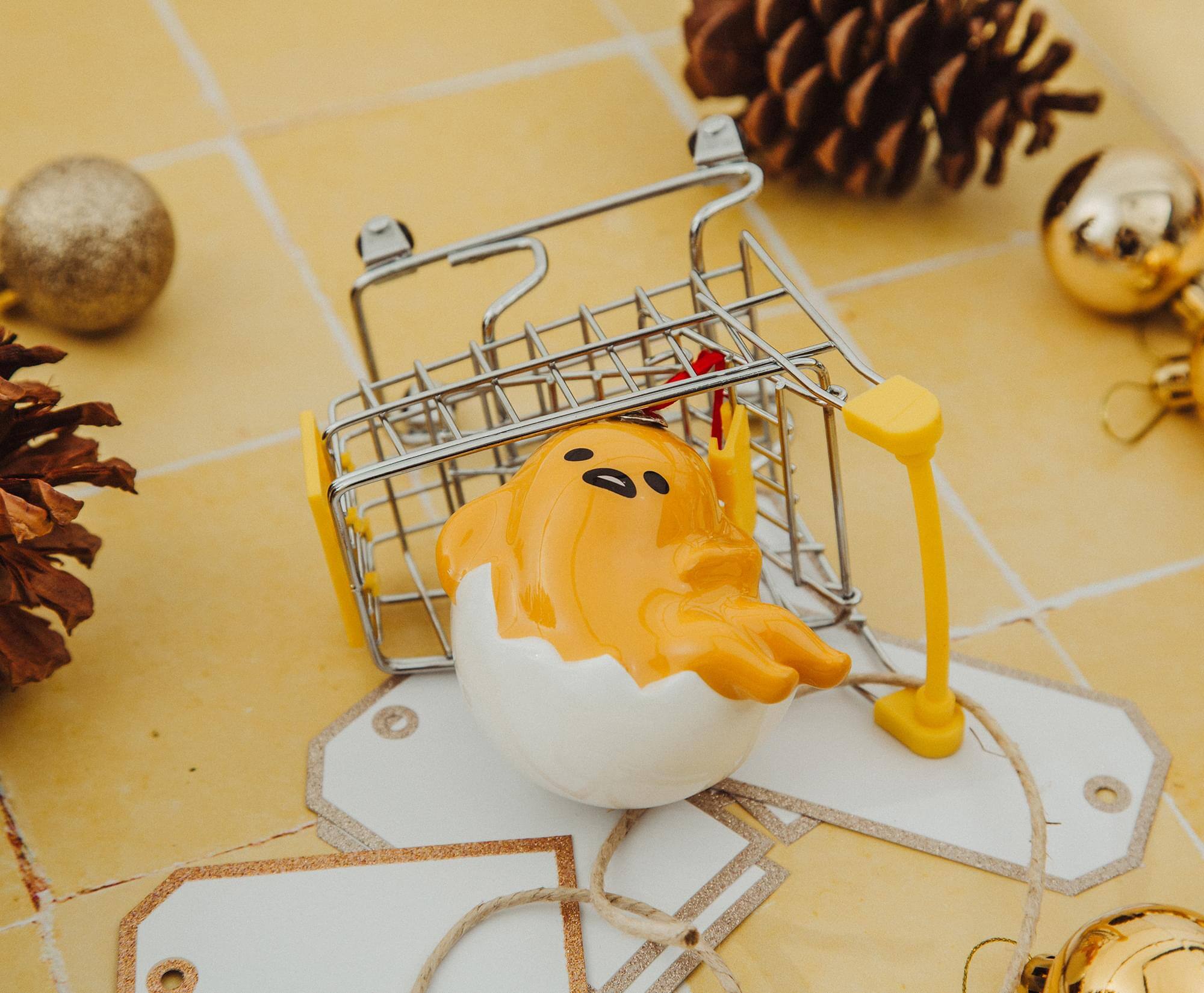 Alt View 4. Surreal Entertainment - Sanrio Gudetama 4-Inch Shatterproof Decoupage Ornament - Yellow.
