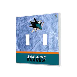 Keyscaper - San Jose Sharks Wordmark Double Toggle Lightswitch Plate - Multicolor