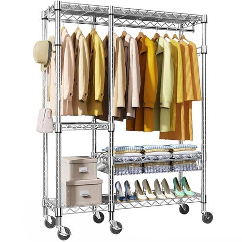 Chrome-3 Tier with 1 rod, 15.7"D x 29.5"W x 74.5"