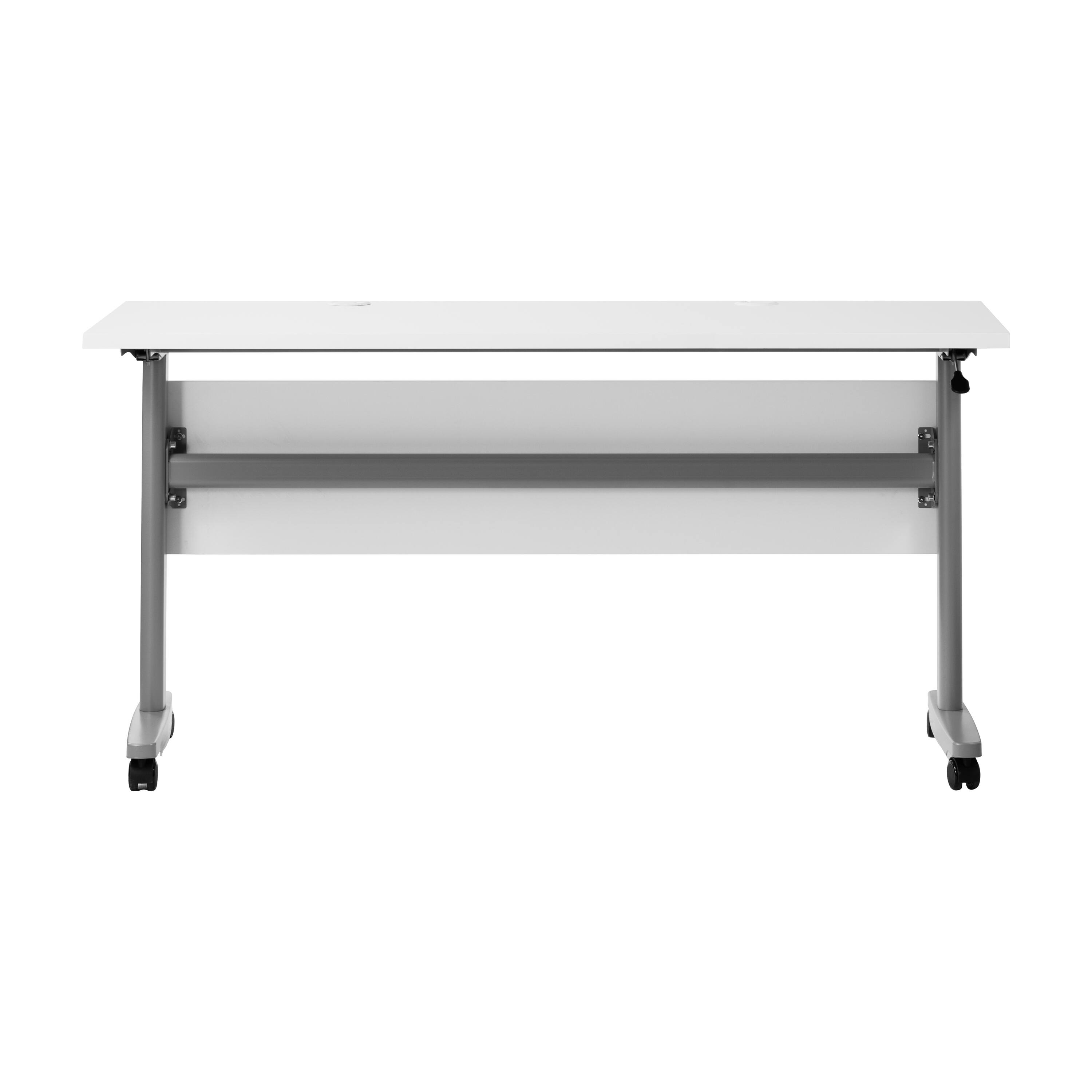 Alt View 7. Emma + Oliver - Hahn Heavy-Duty Flip Top Training Table with Nesting Design, Privacy Panel, T-Legs, Tabletop, Metal Frame - White Top/Gray Frame.