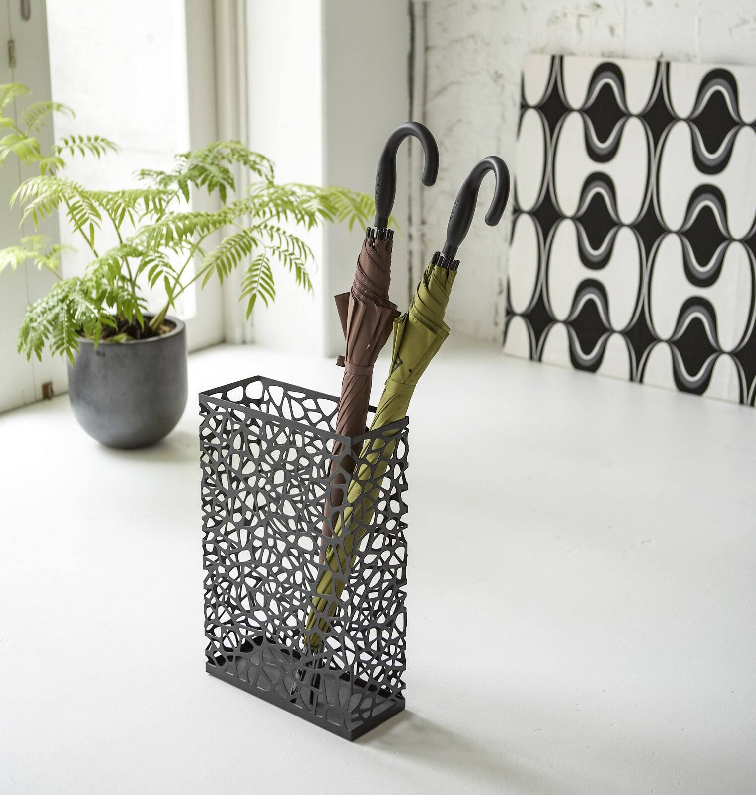 Left. Yamazaki Home - Umbrella Stand - Rectangle - Steel - Black.