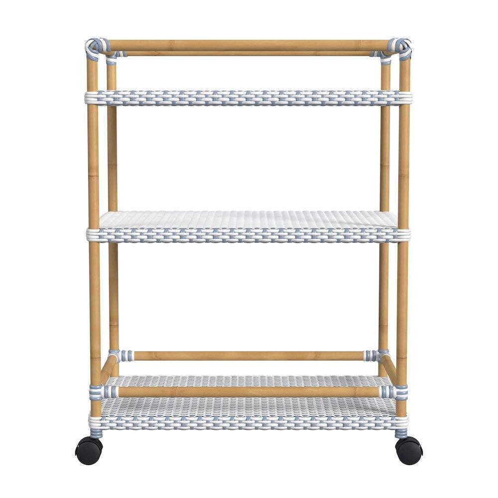 Left. Butler Specialty - Tobias 24 in. W Outdoor Rattan and Metal 3 Tier Bar Cart - Baby Blue.