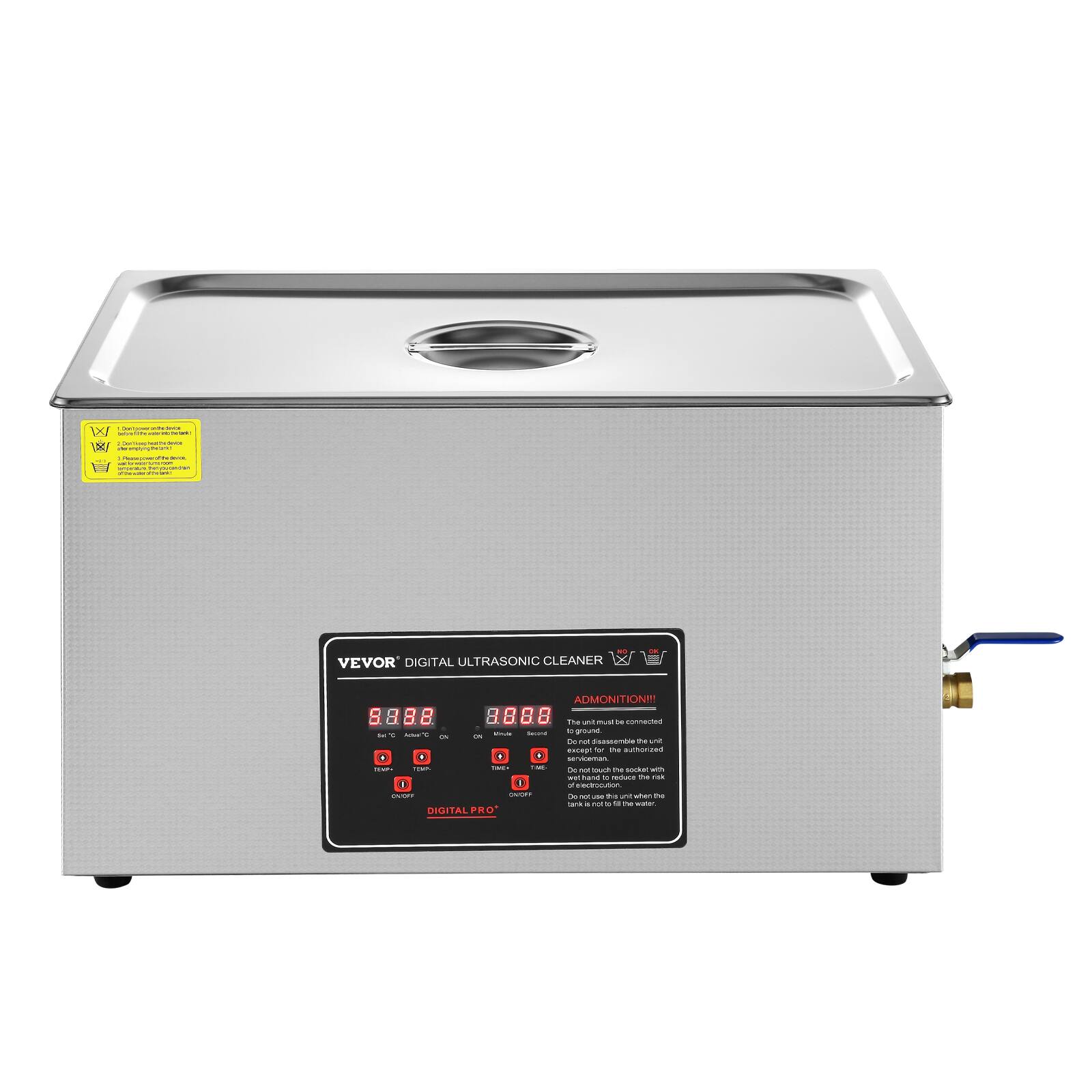 - W banchen TO seas : bortisigheathe |X| (Hurumpyregins) 1 Pepperover: to: raysan2lsh

VEVOR DIGITAL ULTRASONIC CLEANER

ADMONITION!!! : : A E The unit must be connected to ground. Do not disassemble the unit except by the author and serviceman. Do not touch the socket with hand to reduce the risk of electric shock. Do not use this unit when the tank is not full of water. DIGITAL PRO