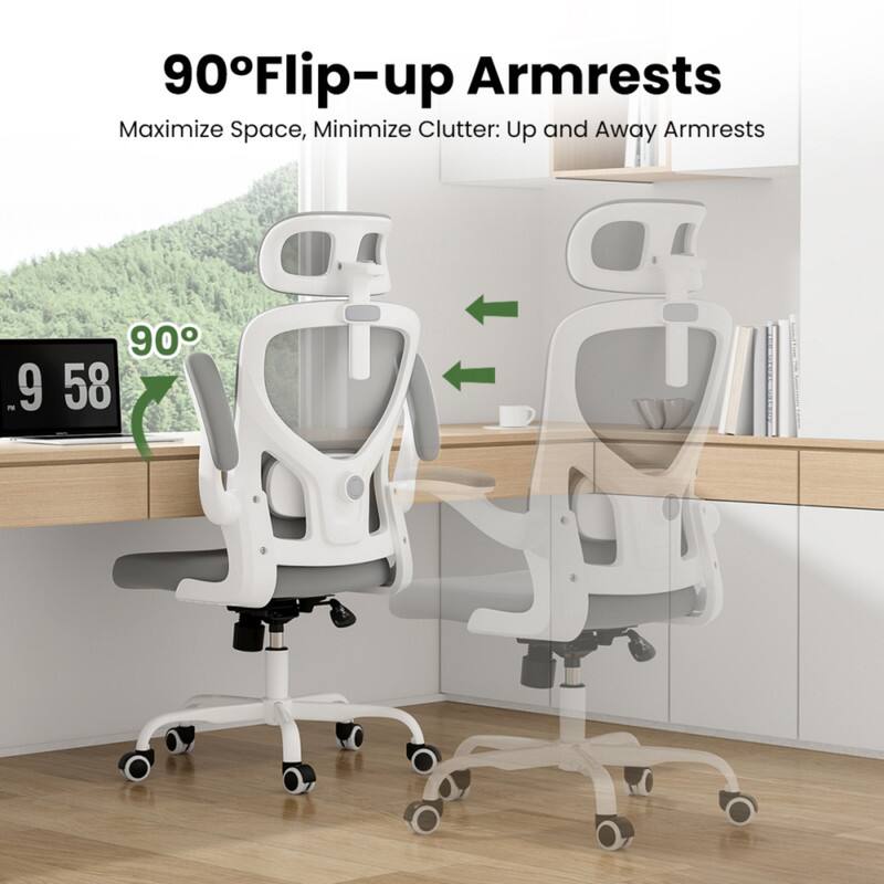90° Flip-up Armrests  
Maximize Space, Minimize Clutter: Up and Away Armrests