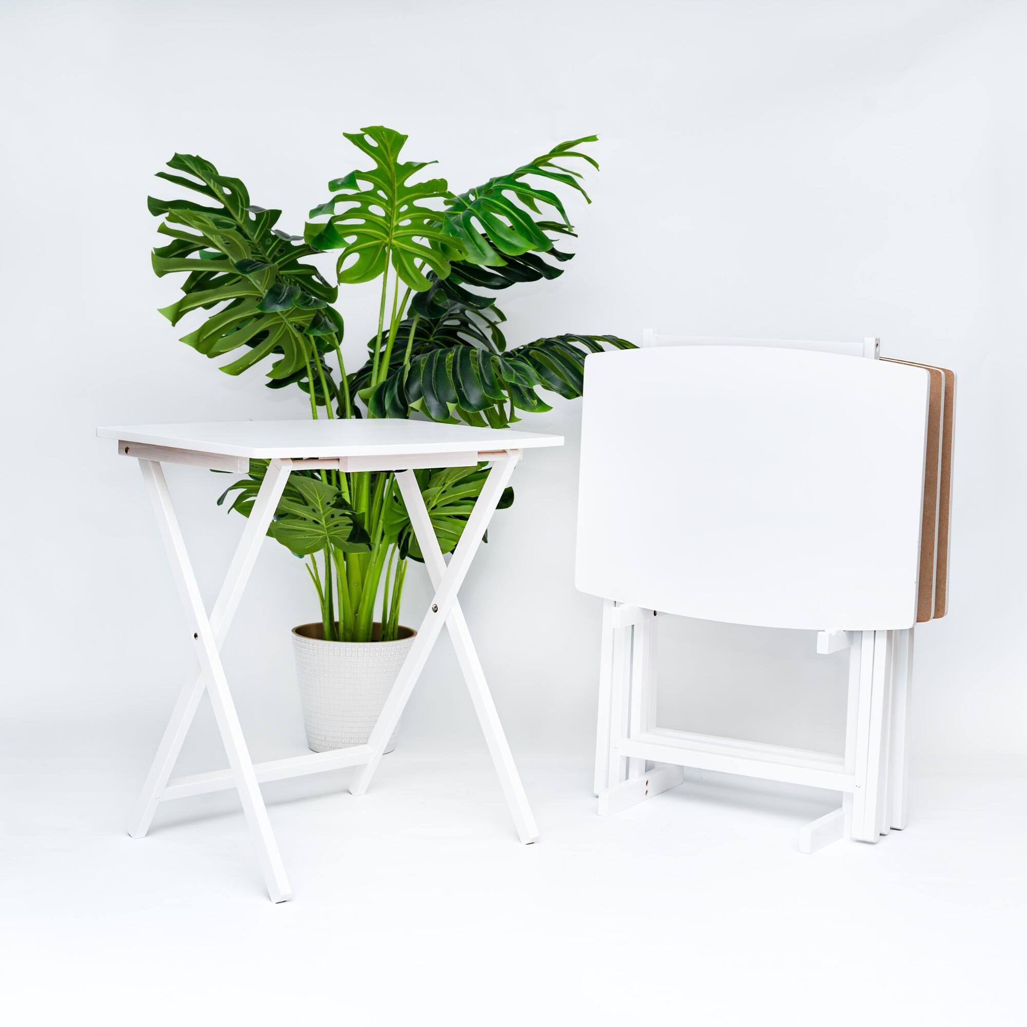 Alt View 2. PJ Wood - PJ Wood 5 Pack XL Oversize Tray Table Set for Living Room or Kitchen, White - White.