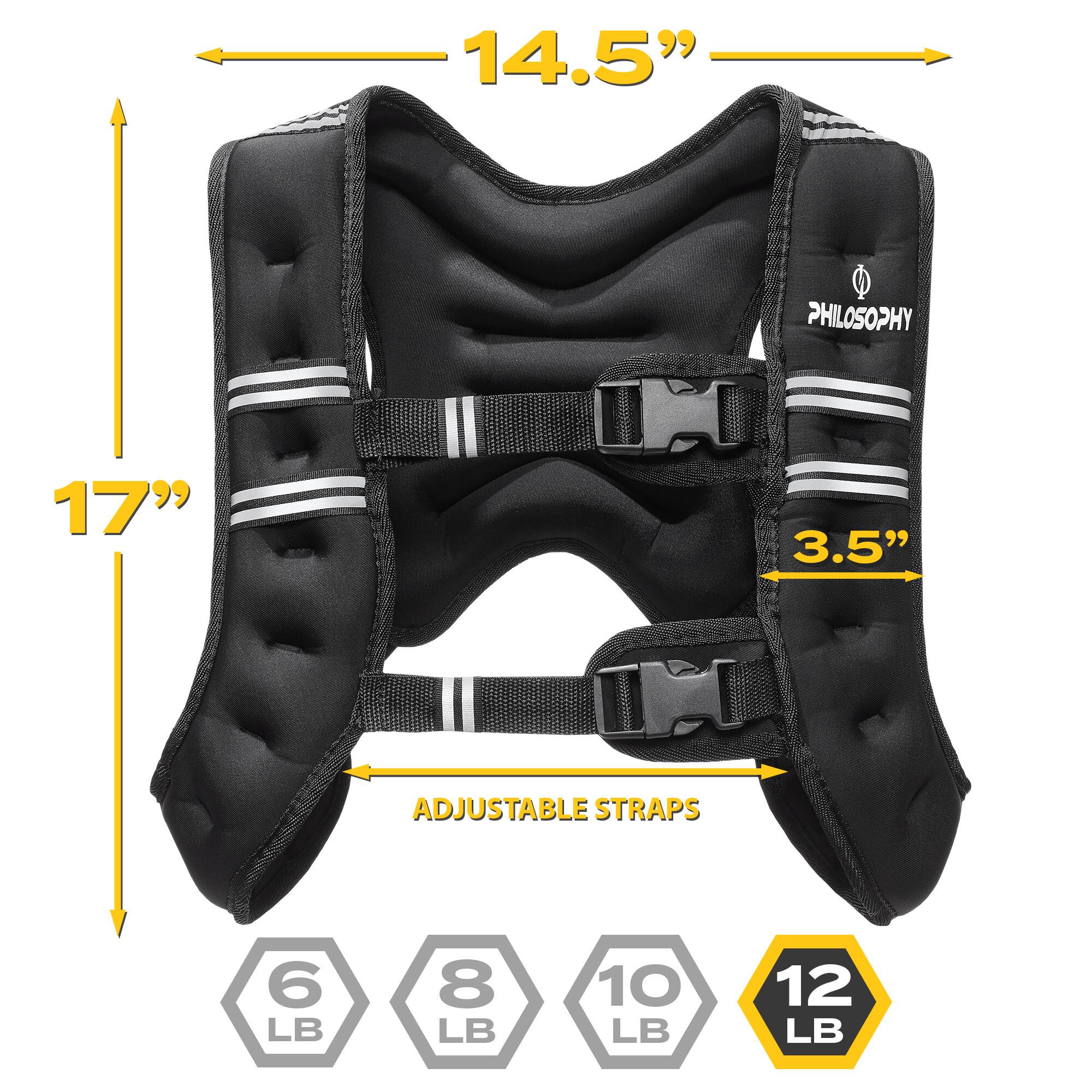 14.5"  
PHILOSOPHY  
17"  
3.5"  
ADJUSTABLE STRAPS  
6 LB  
8 LB  
10 LB  
12 LB