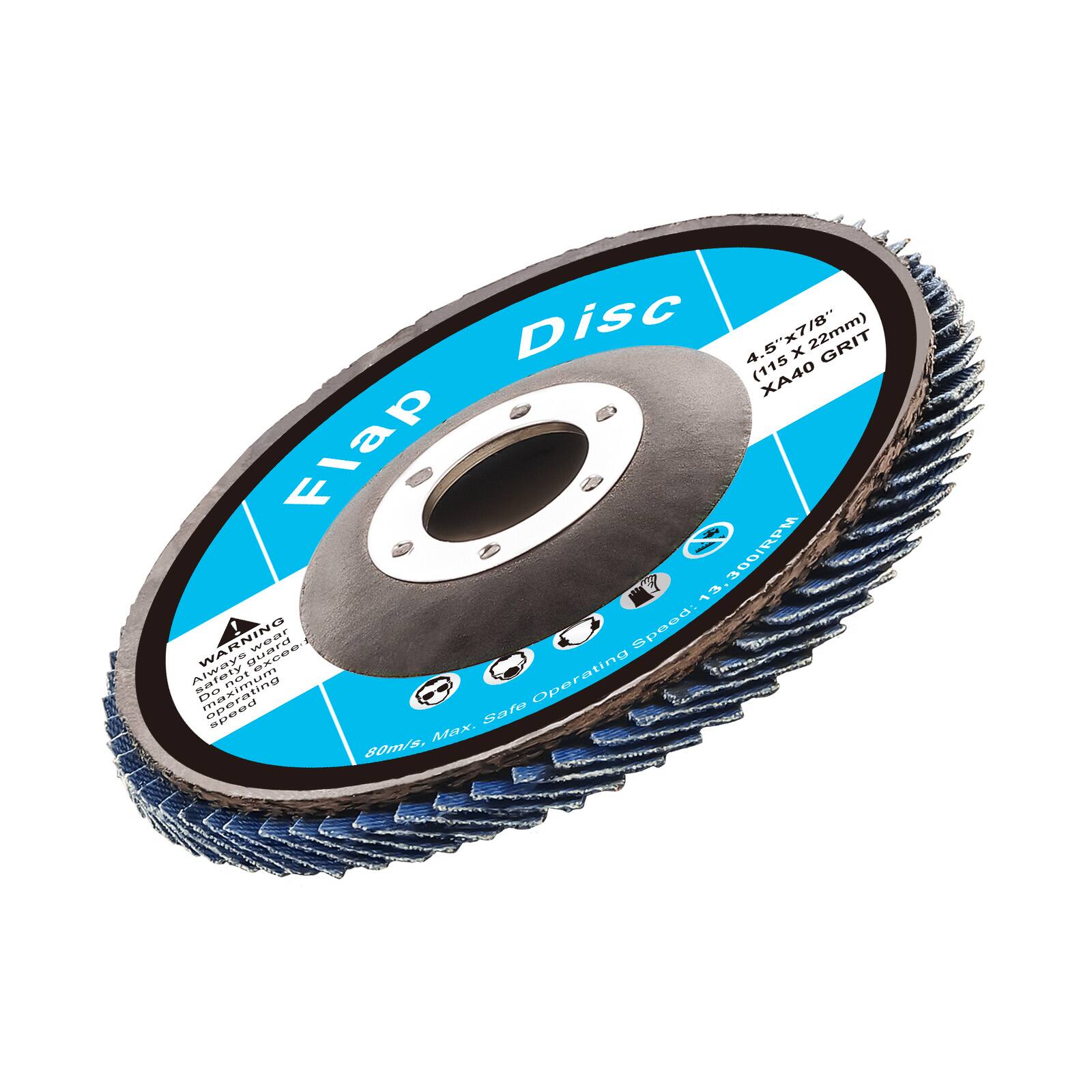 Flap Disc  
4.5" x 7/8" (115 x 22mm)  
XA40 GRIT  

Operating Speed: 13,300 RPM  
Max. Safe Operating Speed: 80m/s  

WARNING: Always use the disc at the maximum safe operating speed. Do not use on a grinder with a lower speed.  

Max. Safe Operating Speed: 80m/s