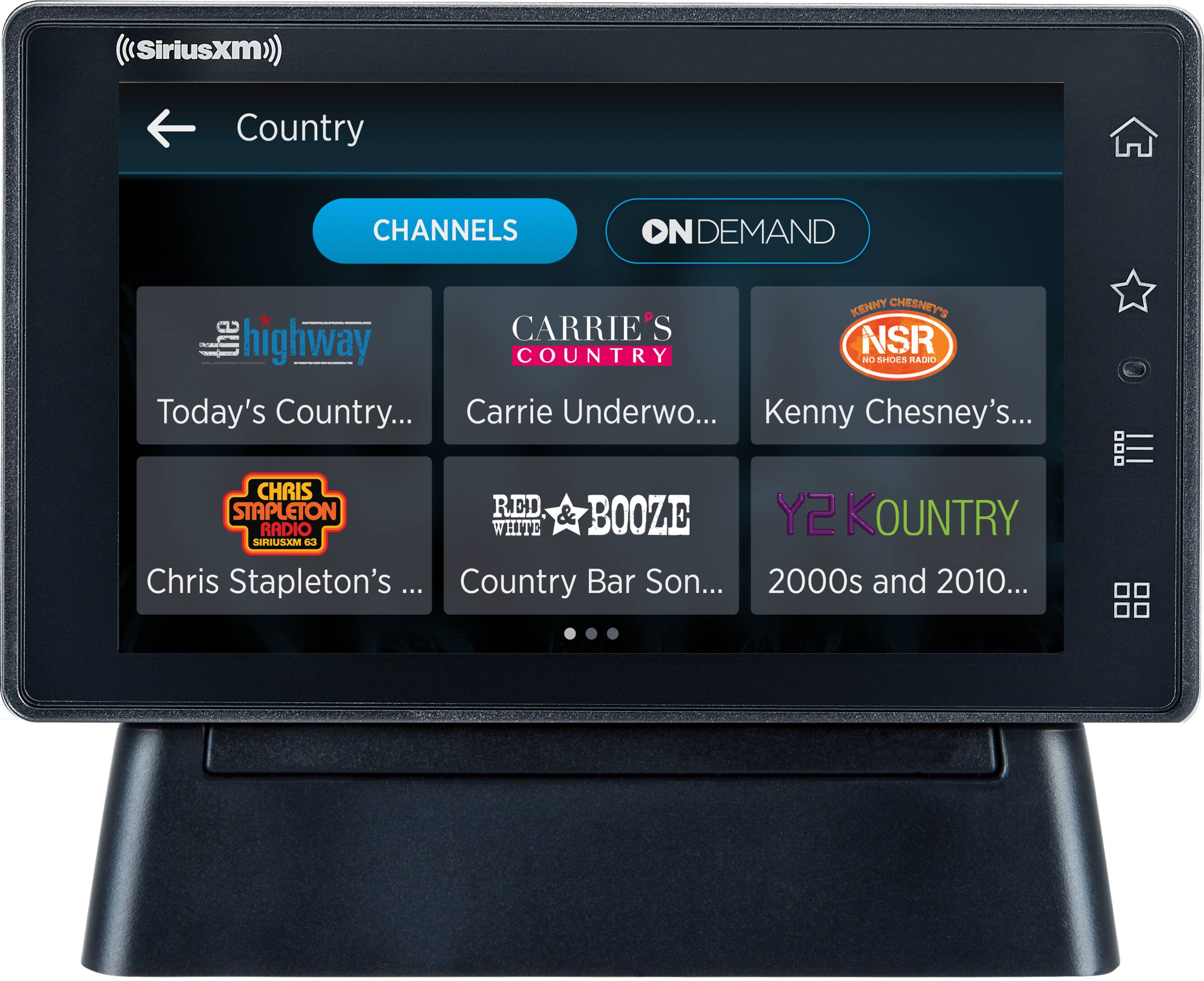 SiriusXM Country CHANNELS ON DEMAND

- the highway
  - Today's Country...

- CARRIE'S COUNTRY
  - Carrie Underwo...

- KENNY CHESNEY'S NSR
  - NO SHOES RADIO

- CHRIS STAPLETON RADIO
  - SIRIUSXM 63
  - Chris Stapleton's ...

- RED & BOOZE
  - Country Bar Son...

- Y2K COUNTRY
  - 2000s and 2010...
