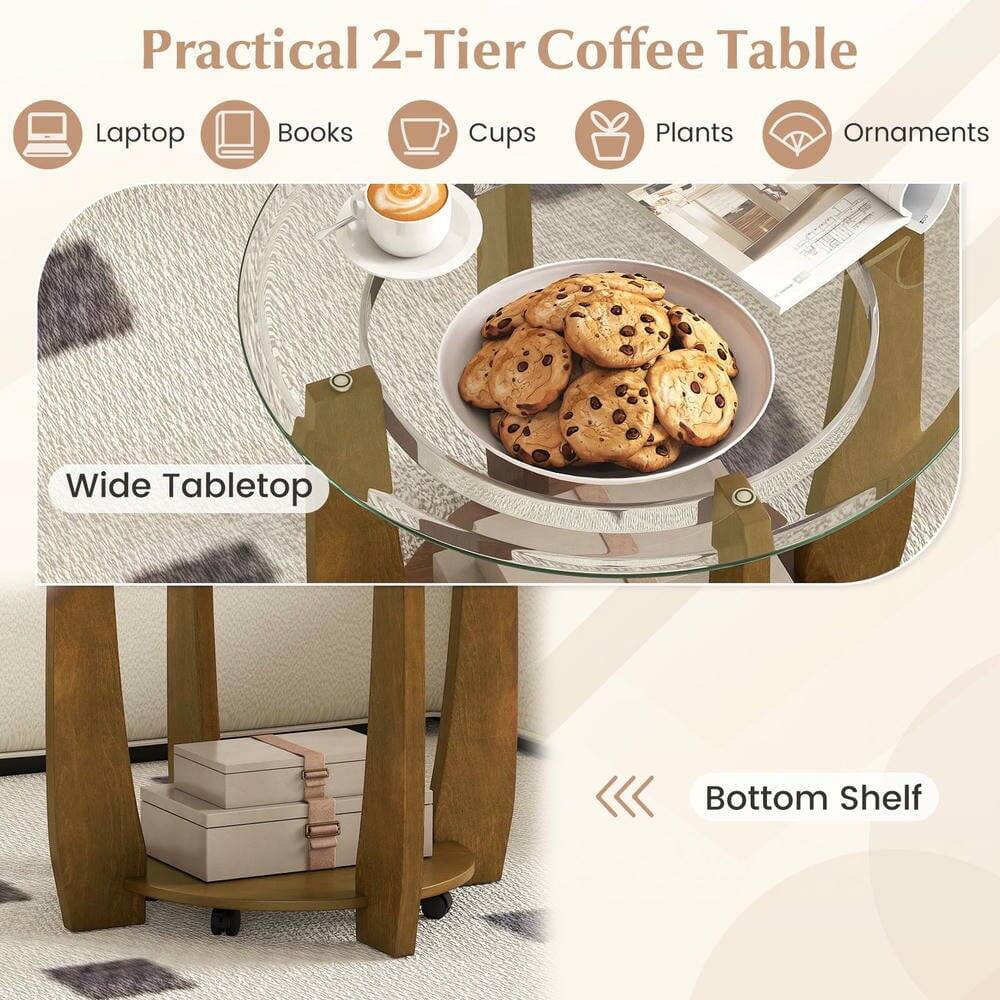 Practical 2-Tier Coffee Table

- Laptop
- Books
- Cups
- Plants
- Ornaments

Wide Tabletop

Bottom Shelf