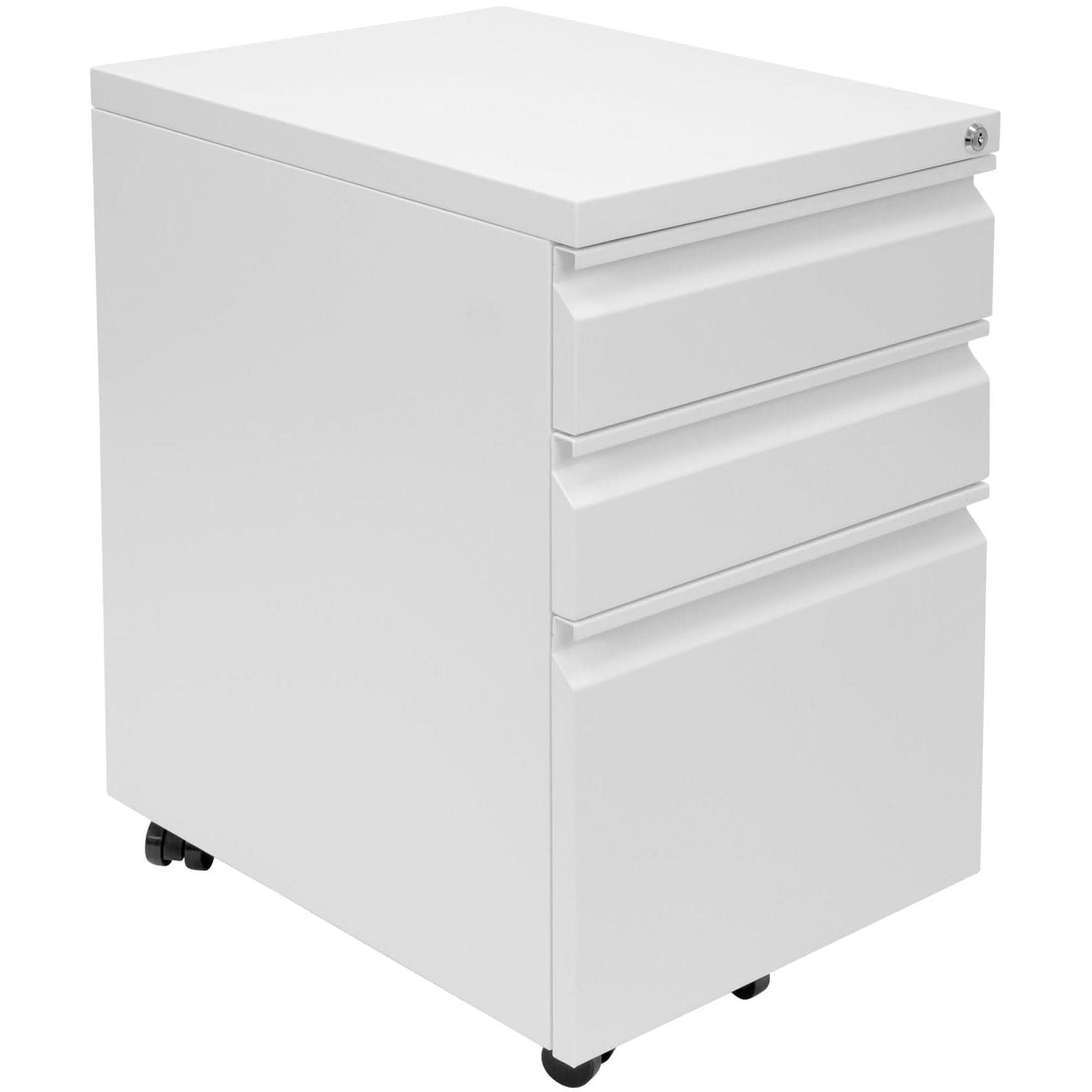 Front. Mount-It! - Mobile File Cabinet with 3 Drawers, Locking Rolling File Cabinet for Letter and Legal Files - White.
