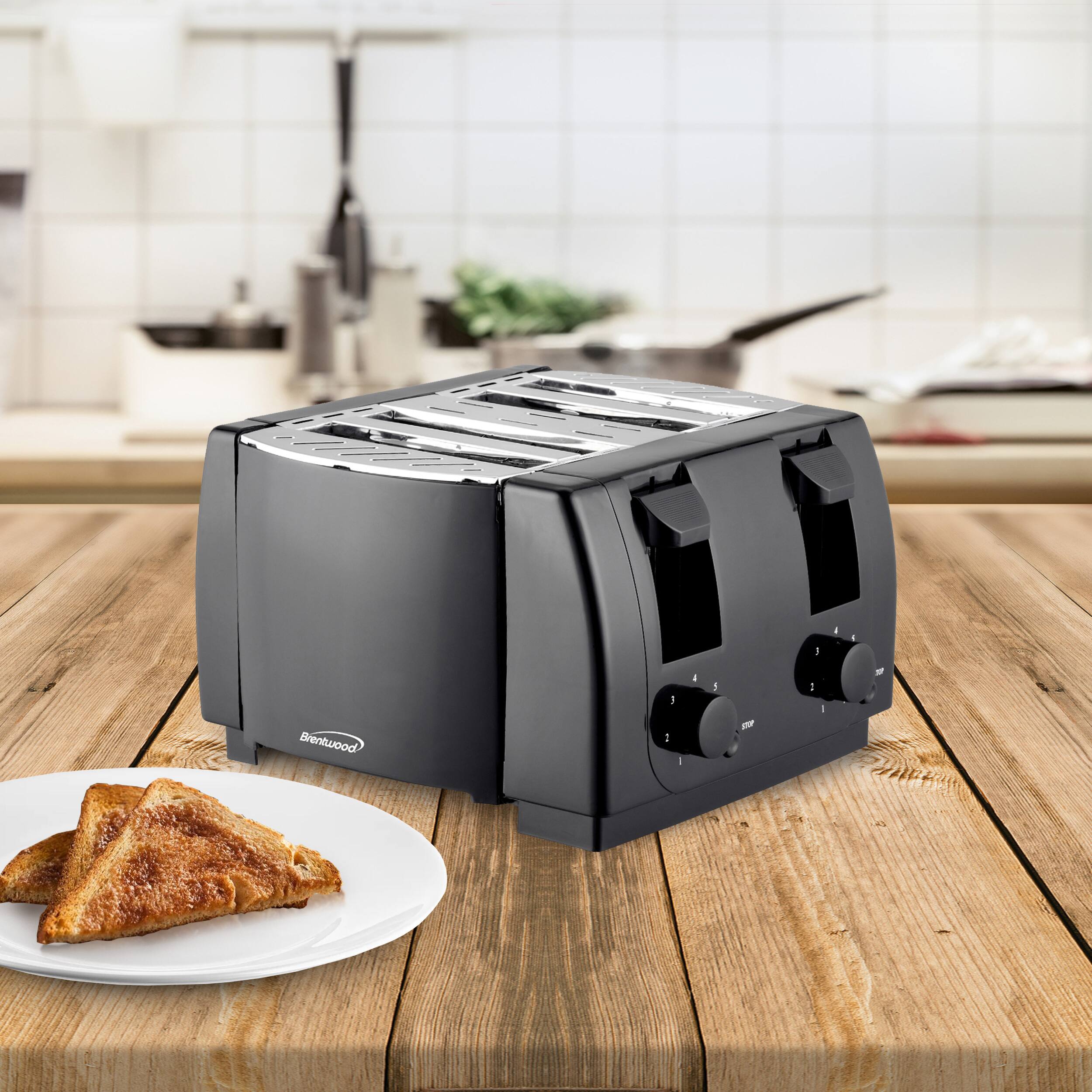 Angle. Brentwood - Brentwood Cool Touch 4 Slice Toaster in Black - Black.