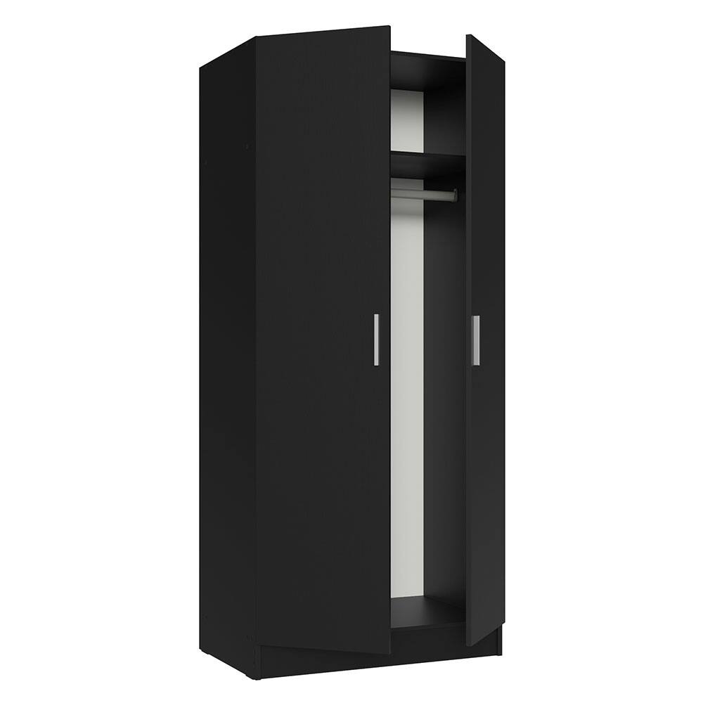 Back. Madesa - Madesa 2 Door Wardrobe with Ample Shelf and Hanging Space 31"L - Black - Black.