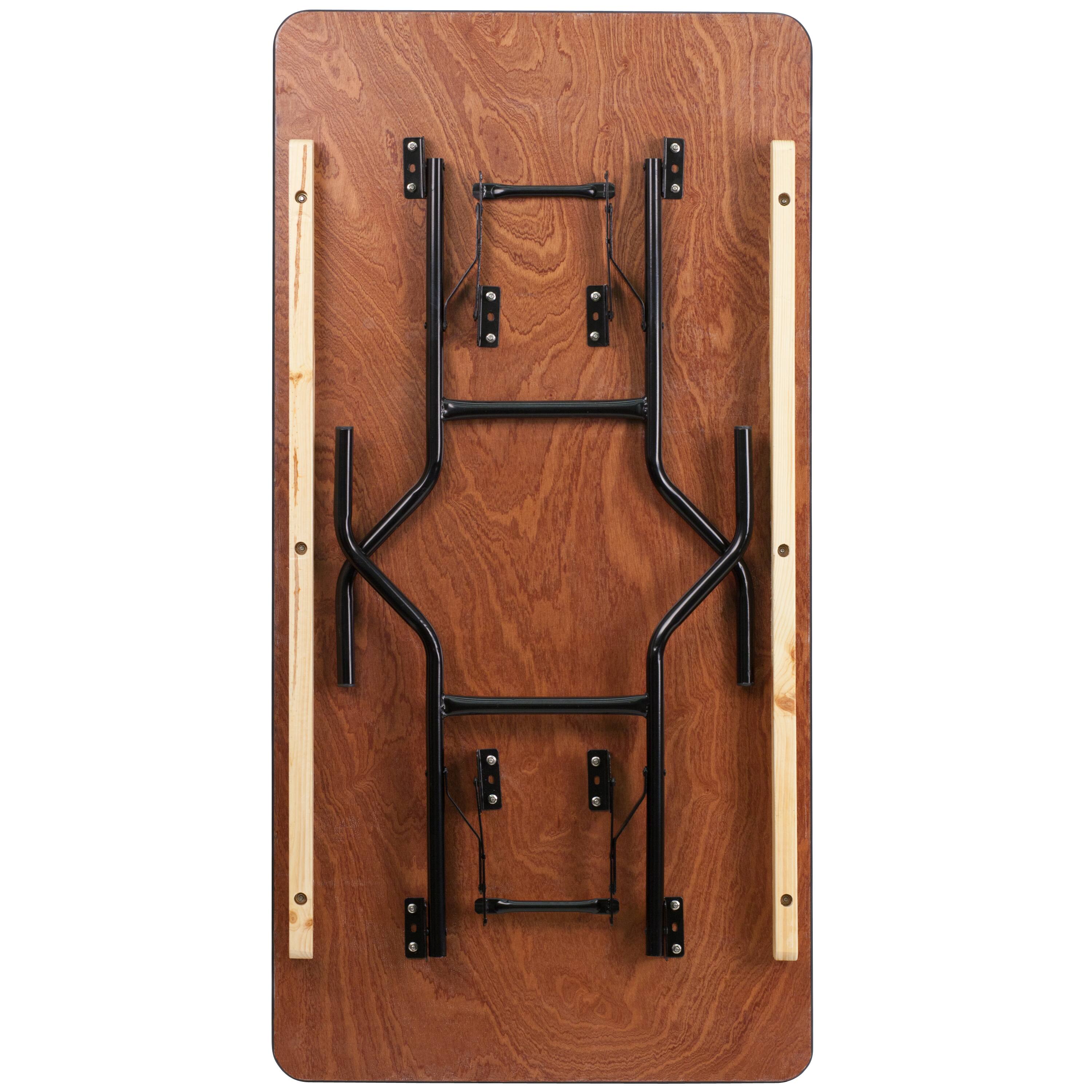 Alt View 6. Emma + Oliver - 5-Foot Rectangular Wood Folding Banquet Table with Clear Coated Finished Top - Natural.