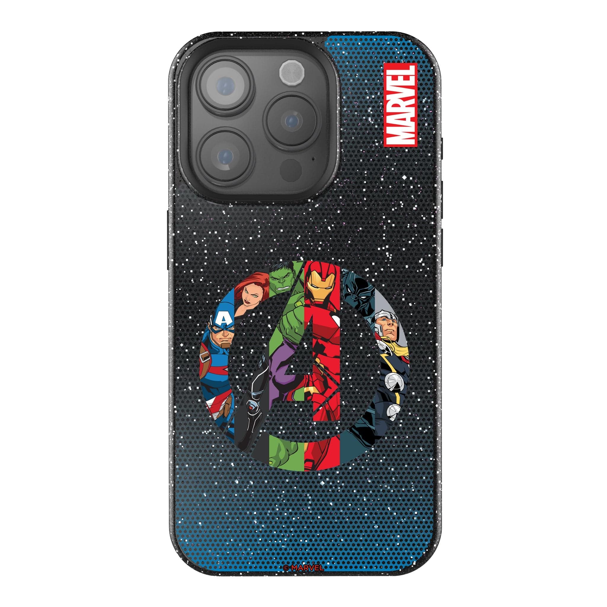 Keyscaper - Marvel Grid Black Bling Phone Case - Apple iPhone 16 Pro Max - Avengers