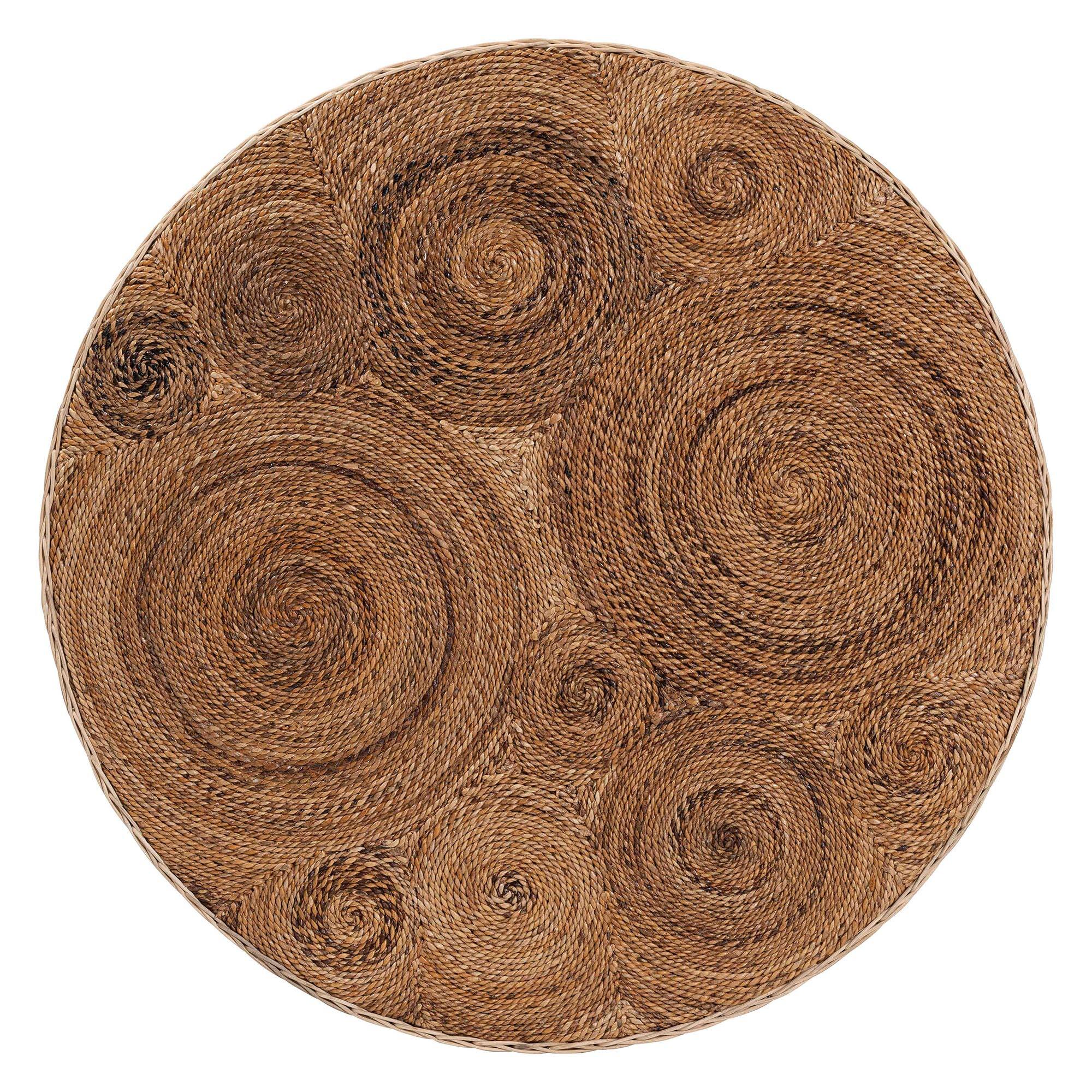 Back. bali & pari - Hosanna Natural Rattan Coffee Table - Handwoven Wicker Accent Table with Textured Spiral Top for Living Room or Lounge - Natural Brown/Walnut Brown.