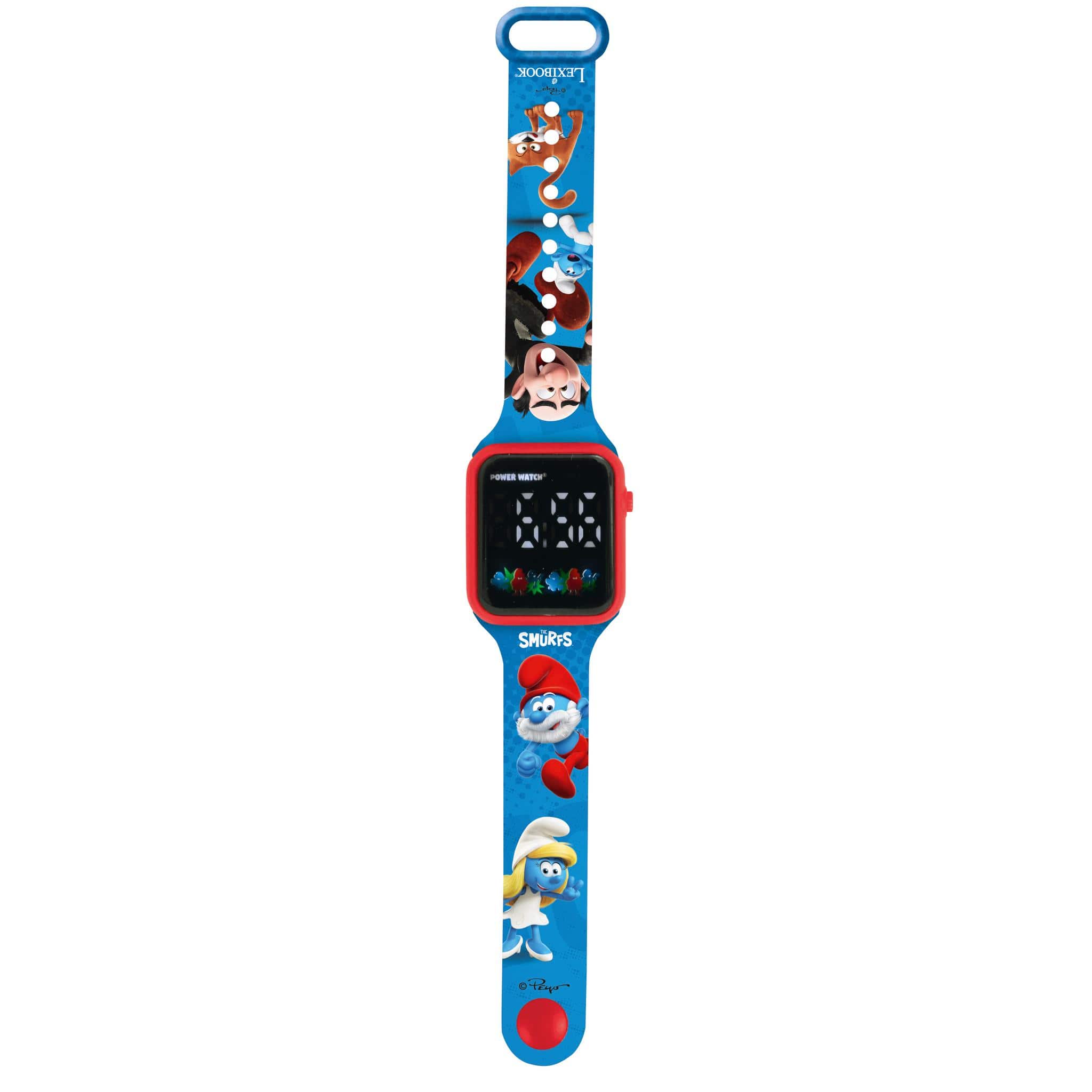 Lexibook - The Smurfs, Digital Screen Watch, 12 or 24-Hour Time Display, /Red - Blue