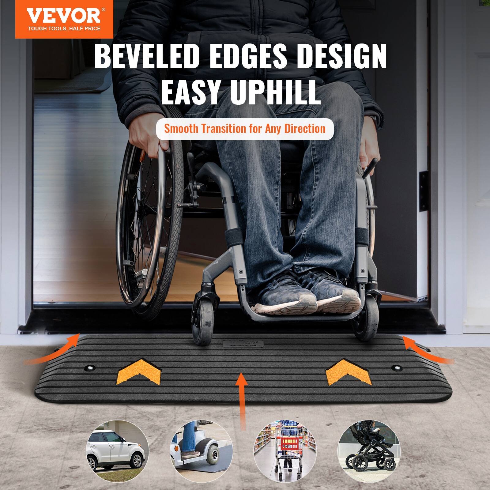 VEVOR TOUGH TOOLS, HALF PRICE BEVELED EDGES DESIGN EASY UPHILL Smooth Transition for Any Direction