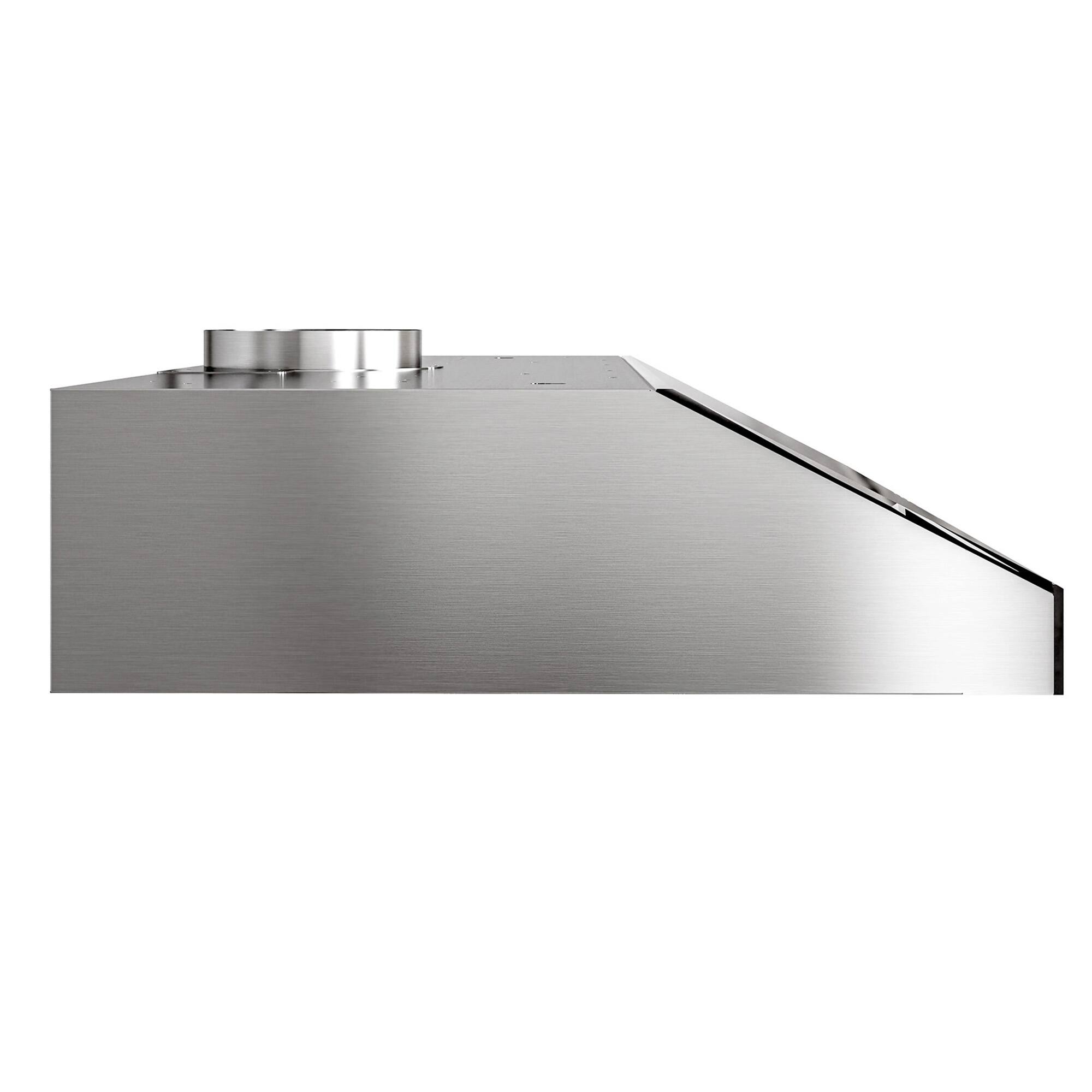 Left. Onefly - 36 inches - Ducted - Under Cabinet Range Hood - Black Tempered Glass.
