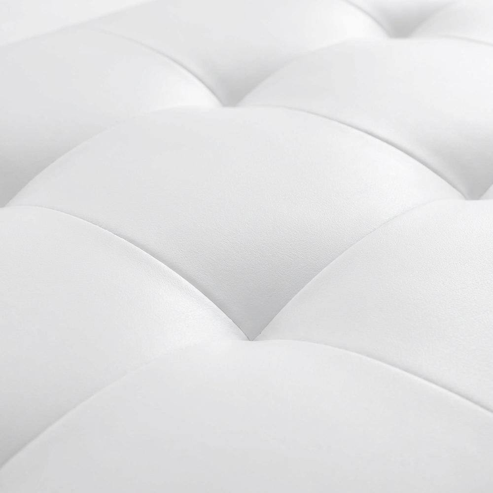 Back. FurniFact - Upholstered Vinyl Queen Headboard with Durable Padding and Sleek Design - White.