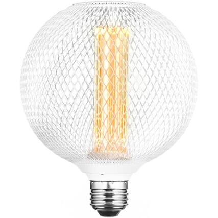 Front. Next Glow - Decorative Light Bulb, 3.5W E26 Metal Cage Globe LED Decorative Light Bulbs.