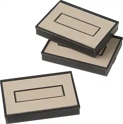 Front. Offistamp - Offistamp Double Blank Dry Replacement Stamp Pads, 3/Pack (034515) - Black/Beige.
