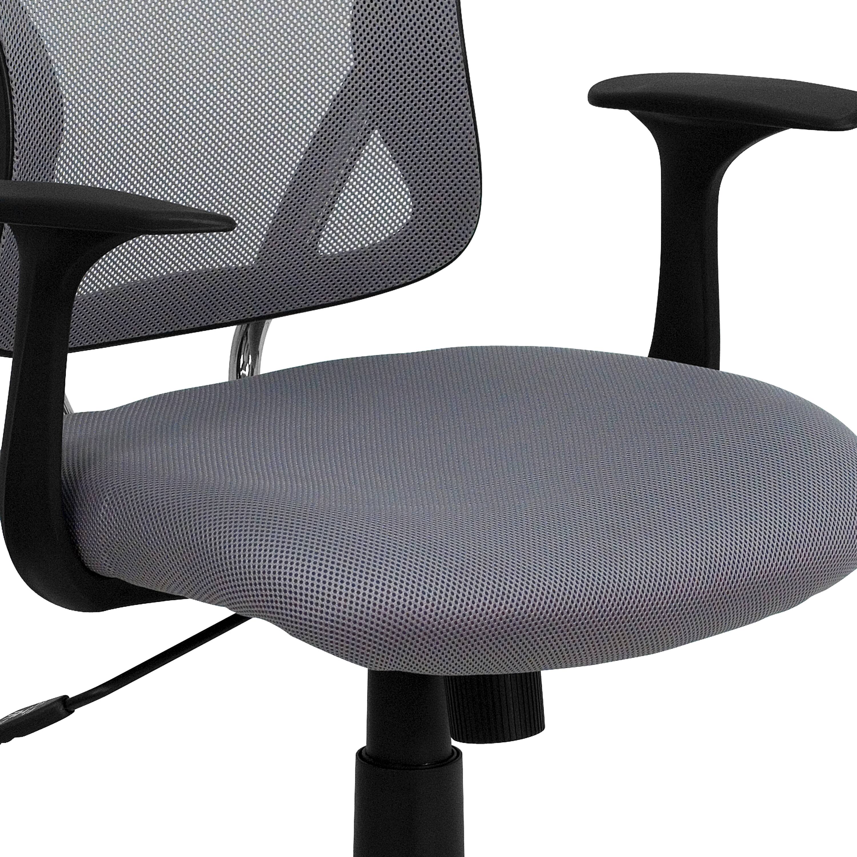 Alt View 9. Emma + Oliver - Mid-Back Mesh Swivel Task Office Chair with Chrome Base and Arms - Gray.