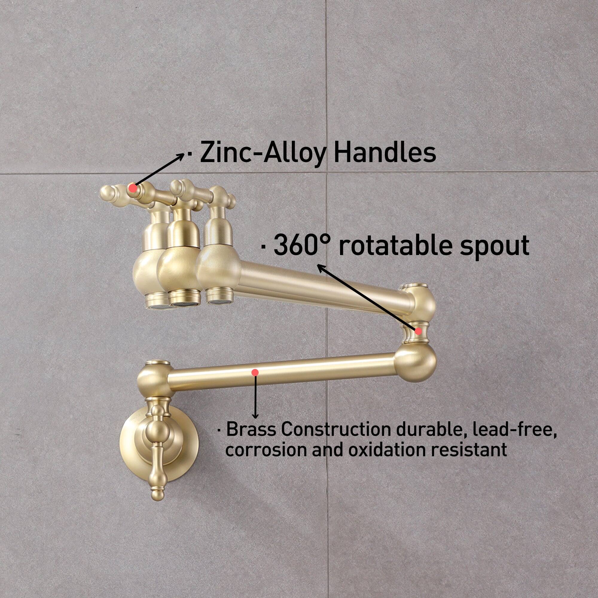Zinc-Alloy Handles, 360° rotatable spout, Brass Construction durable, lead-free, corrosion and oxidation resistant