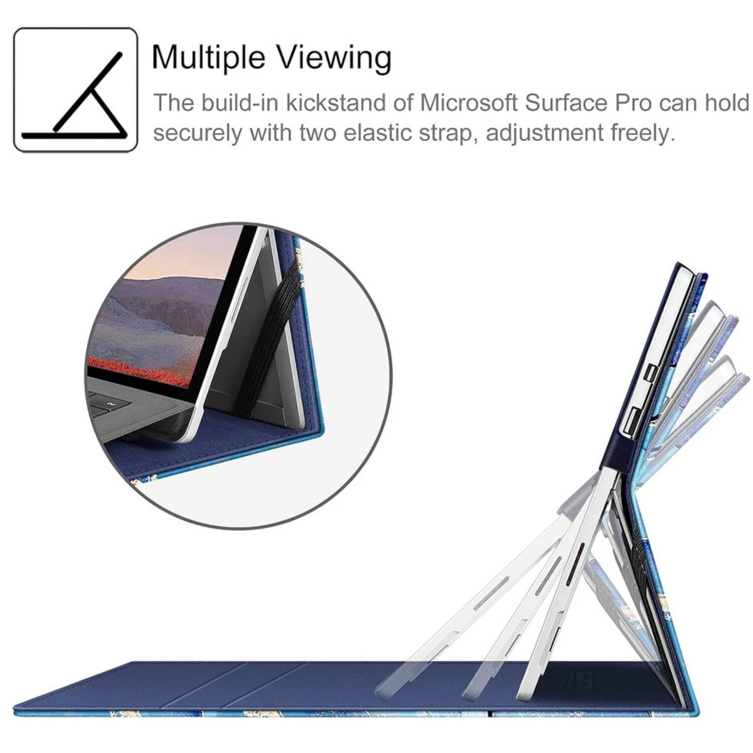 Multiple Viewing

The built-in kickstand of Microsoft Surface Pro can hold securely with two elastic straps, adjustment freely.