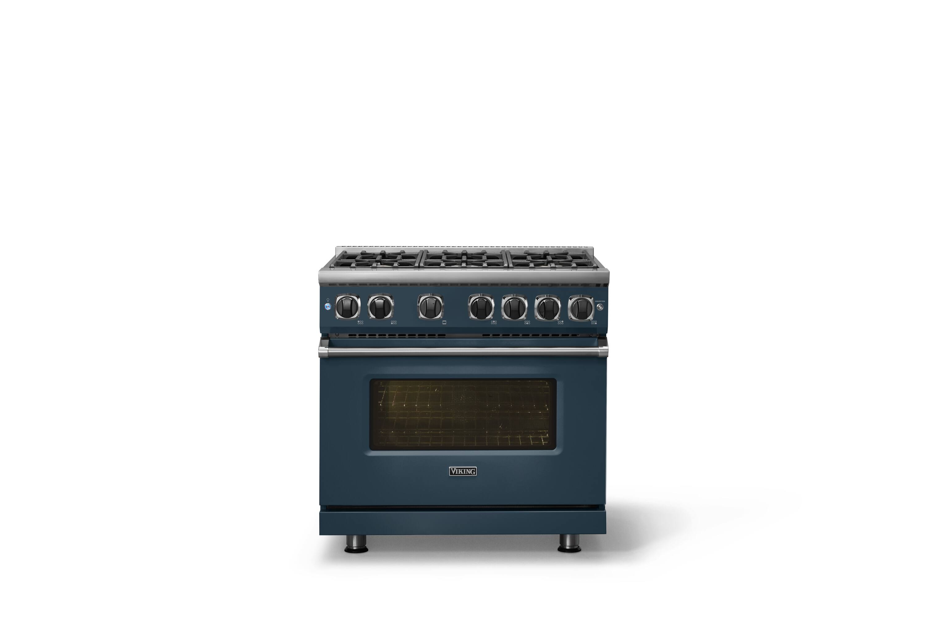 Alt View 4. Viking - Pro 7 Series 5.6 Cu. Ft. Freestanding Sealed 4 Burner Gas Convection Range - Squall - Squall.