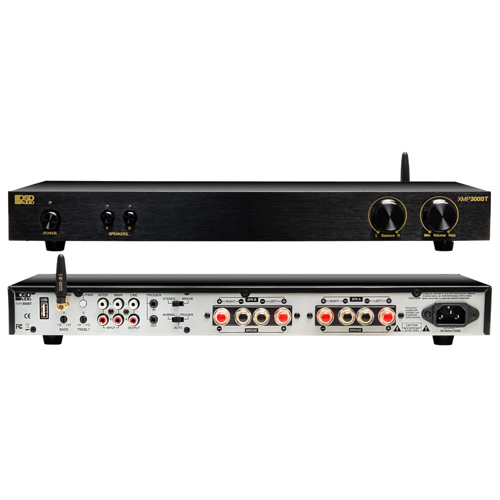 OSD Audio - XMP300 GEN2 600W Class D Stereo Amplifier with A/B Speaker Switching and 24/192 USB Audio - Black