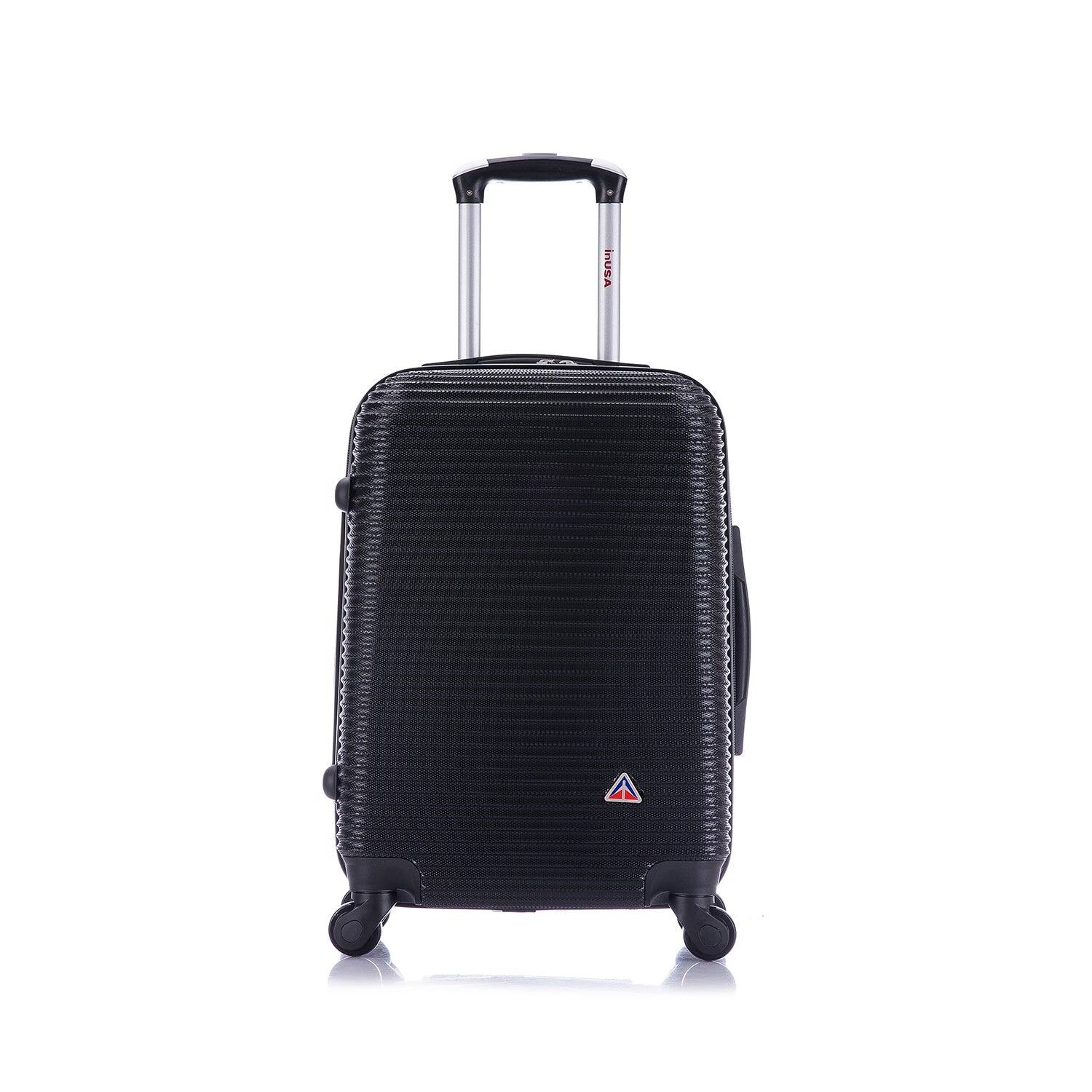 Angle. InUSA - Royal lightweight hardside Spinner Luggage 20" carry-on - BLACK.