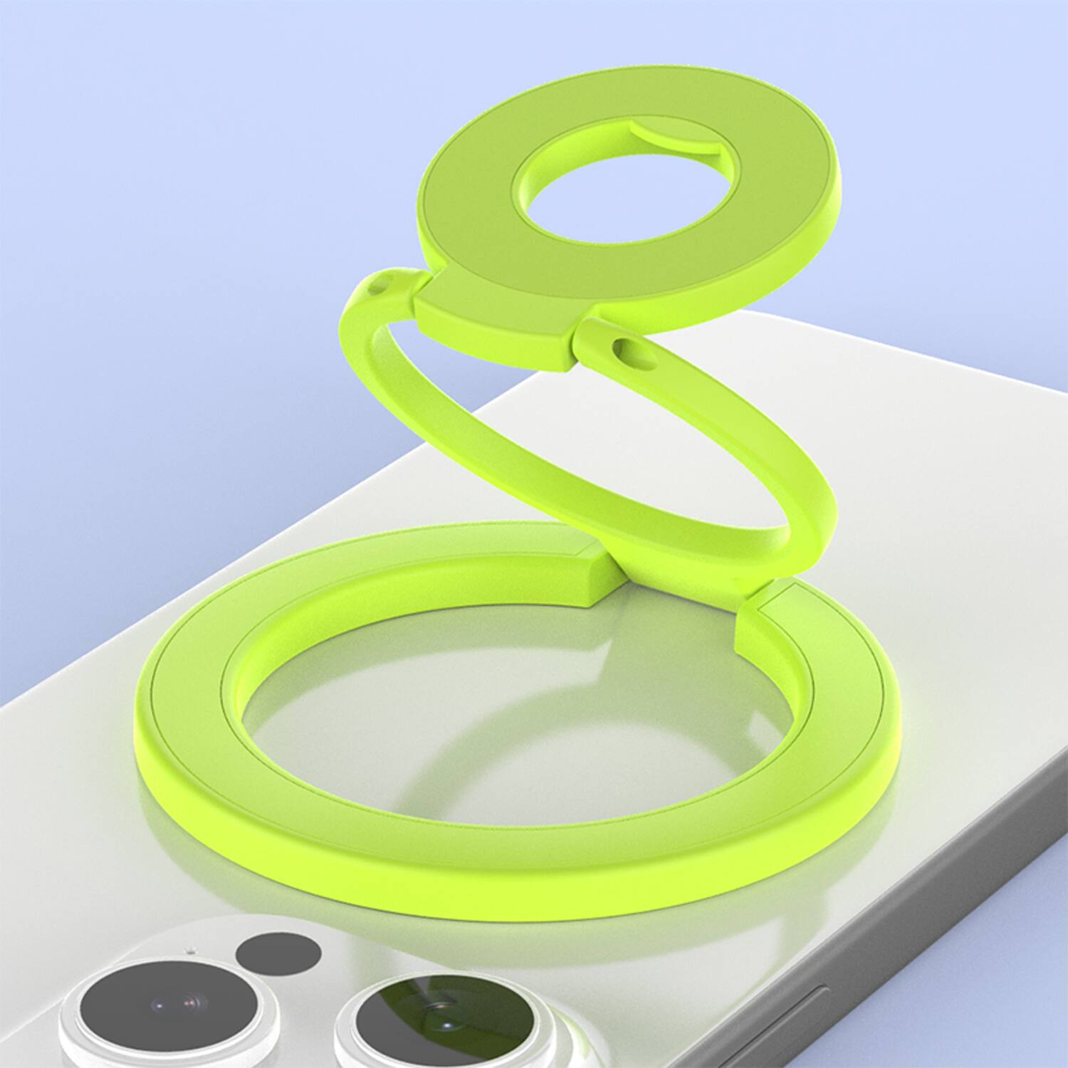 Angle. Dteck - Three-Foldable Double-Sided Phone Kickstand,Car Mount Compatible,Mag Safe Magnetic Phone Ring Stand,Metal Phone Holder - Green.