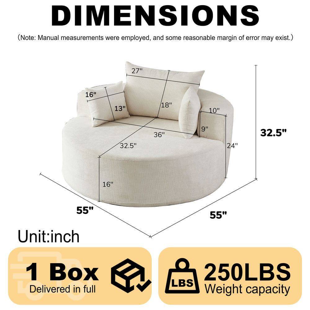 DIMENSIONS  
(Note: Manual measurements were employed, and some reasonable margin of error may exist.)  

27" 16" 13" 18" 10" 32.5" 36" 9" 24" 32.5" 16" 55" 55"  

Unit: inch  

1 Box Delivered in full  

250LBS Weight capacity