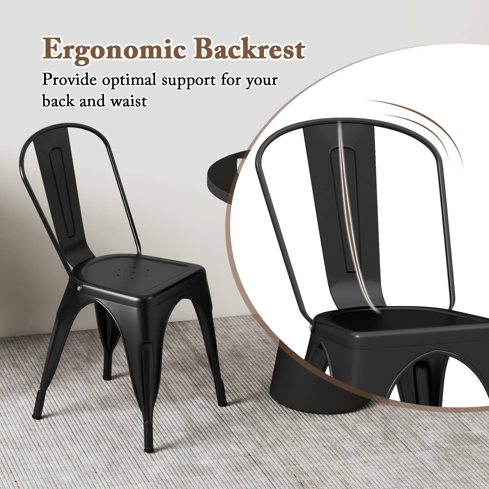 Ergonomic Backrest  
Provide optimal support for your back and waist