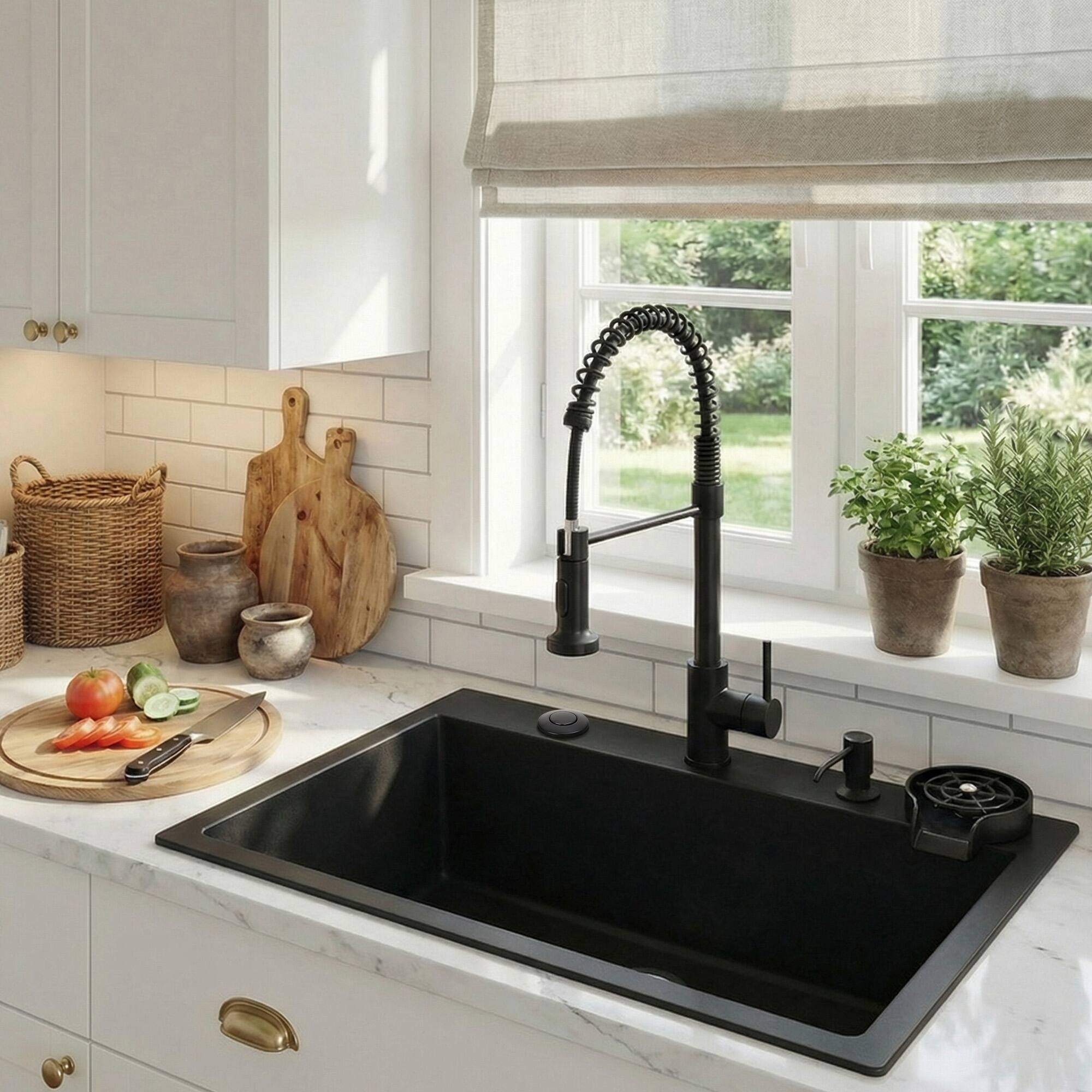 Alt View 3. Akicon - Akicon Sink Top/Counter Top Single Outlet Garbage Disposal Kitchen Air Switch Kit in Matte Black - Matte Black.