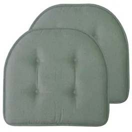 Sweet Home Collection - Solid Color U Shaped Memory Foam 17" x 16" Chair Cushions, 2-Pack - Scuba