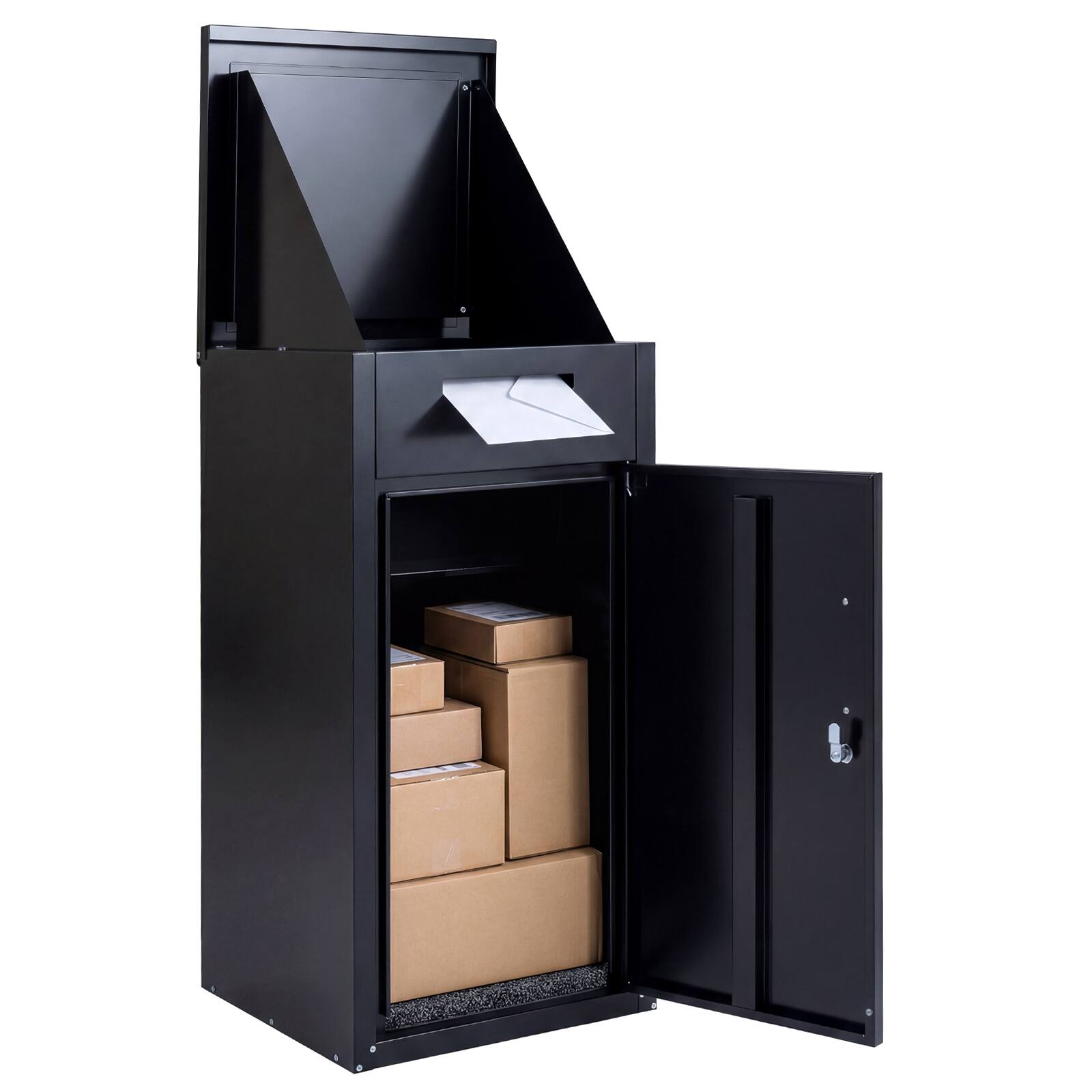 Alt View 9. Costway - Costway Package Delivery Box wirh Anti-Theft Board, Lockable Door, Coded Lock for Home - Black.