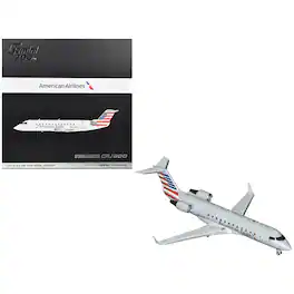 Bombardier CRJ200 Commercial Aircraft "American Eagle" Gray with Striped Tail 1/200 Diecast Model Airplane by GeminiJets