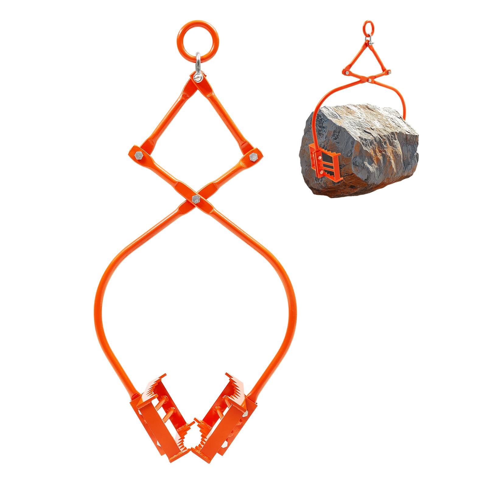 Alt View 5. VEVOR - 24in Stone Lifting Tongs, 2-Claw Rock Tongs, Heavy Duty Steel Log Tongs, 1100LBS Lifting Capacity, Swivel Log Grapple - Orange.