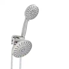 Front. Akicon - Akicon High Pressure Handheld Dual Shower Head Combo with 6-Setting Anti-Clog Nozzles 2.5 gpm in Brushed Nickel - Brushed Nickel.