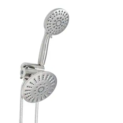 Front. Akicon - Akicon High Pressure Handheld Dual Shower Head Combo with 6-Setting Anti-Clog Nozzles 2.5 gpm in Brushed Nickel - Brushed Nickel.