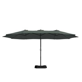 Boyel Living - 15ft Solar LED Double Sided Patio Umbrella with Base Crank and Rocker