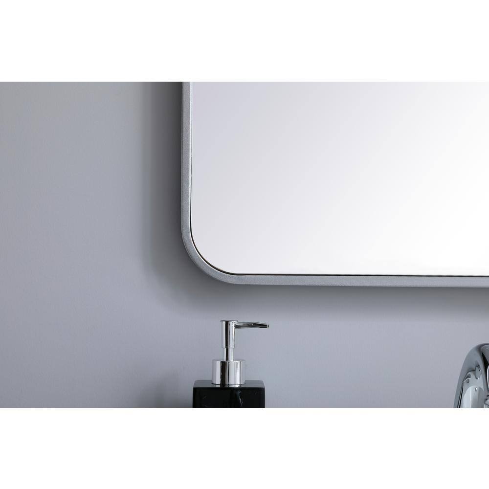 Alt View 3. Elegant Decor - Soft corner metal rectangular mirror 22x36 inch in Silver - Silver.