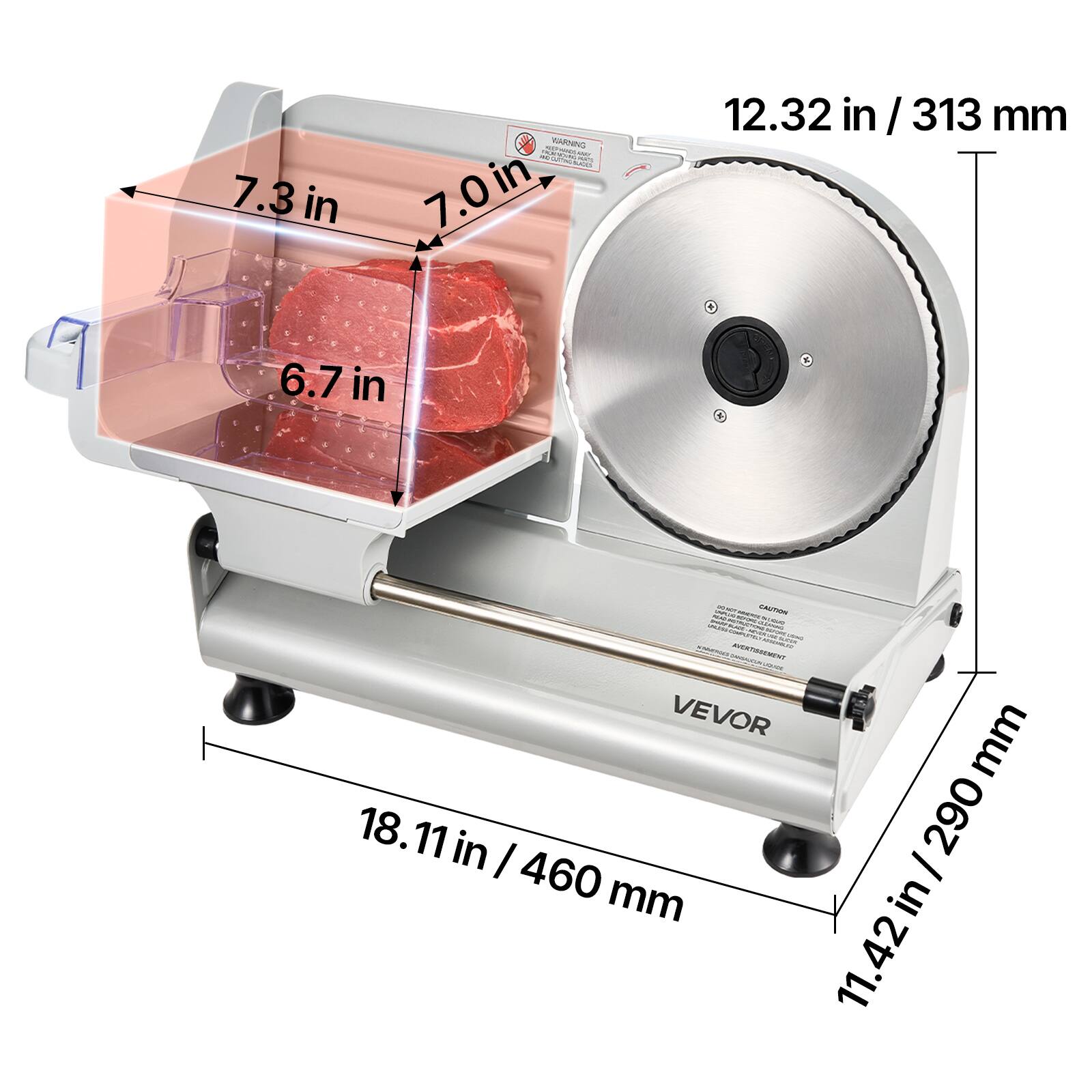 7.3 in  
7.0 in  
6.7 in  

12.32 in / 313 mm  

18.11 in / 460 mm  

11.42 in / 290 mm